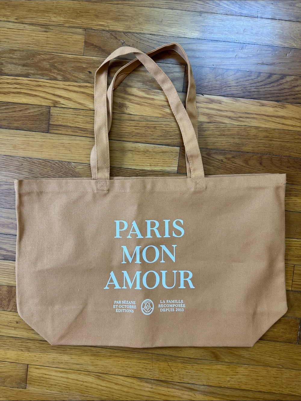 Sezane Mustard Yellow 'Paris Mon Amour' Canvas Tote